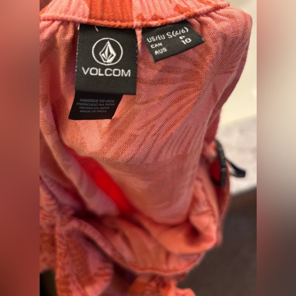 Volcom Floral Midi Dress, Pink/Orange, Size S - Picture 7 of 10